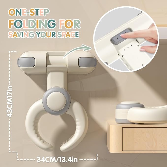 Baby Bath Support Stand Shower - Wall-Mounted Baby Shower Stand with Strong Suction Cups. Foldable Adjustable Baby Standing Support for Infants, Toddlers aged 8-36 Months. Soporte para Bañera de Bebé