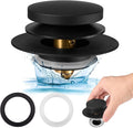 Bathtub Drain Stopper, Uxoz Universal Tub Stopper for Replacing Tip Toe/Trip Lever/Lift&Turn Tub Drain, Bath Tub Drain Stoppers Desiged for 1.5"-1.72" Drain Hole w/3 O-Rings, Black
