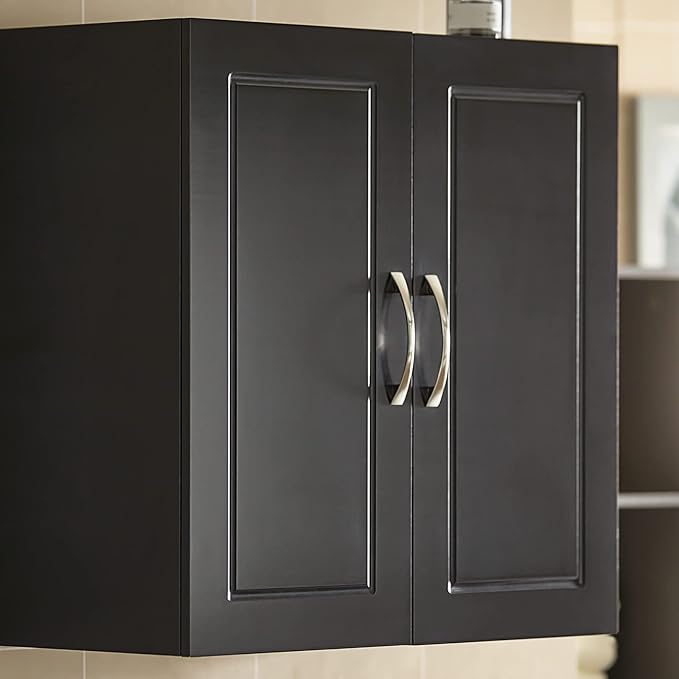 Haotian Wall Cabinet Laundry Room, Floating Storage Cabinet with Adjustable Shelf, Medicine Cabinet for Bathroom Kitchen Garage Hallway Entryway, Black FRG231-SCH