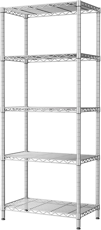 SINGAYE 5 Tier Storage Garage Shelving Units Heavy Duty Wire Shelves Pantry Metal for Pantry Closet Kitchen Laundry Bathroom Organizers Shelf Home Shorage Gray