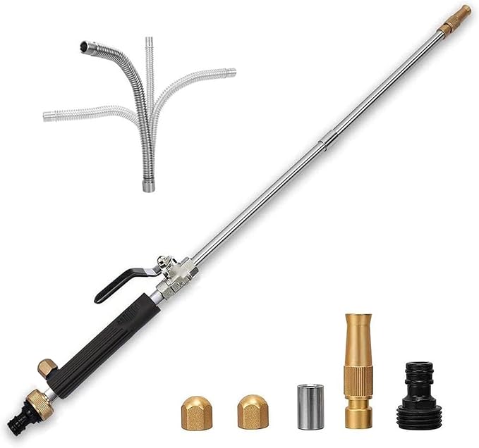 39'' High Pressure Washer Hose Attachment Jet Nozzle,Hose into Power Washer Sprayer Wand with Flexible Hose Nozzle,Cleaning Tool for Gutter Patio Car Pet Window Glass Black