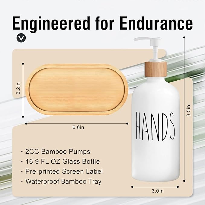 MOMEEMO White Soap Dispenser Set, Contains Hand and Dish Soap Dispenser, Suitable for Kitchen Decor. (White)