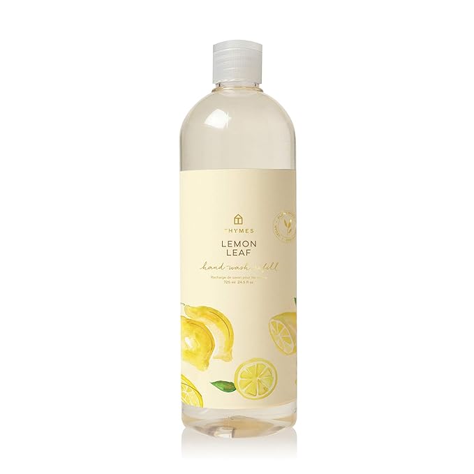 Thymes Hand Wash Refill - Lightly Scented Liquid Hand Soap for Bathroom and Kitchen Refill - Moisturizing Formula with Natural Ingredients (Lemon Leaf, 24.5 fl oz)