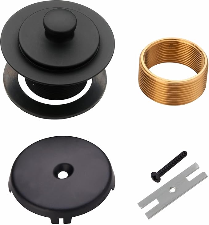 Black Bathtub Drain Conversion Kit Assembly with Single Hole Overflow Faceplate, Wellup All Metal Lift and Turn Tub Drain Twist Trim Kit with Universal Fine/Coarse Thread(Matte Black)