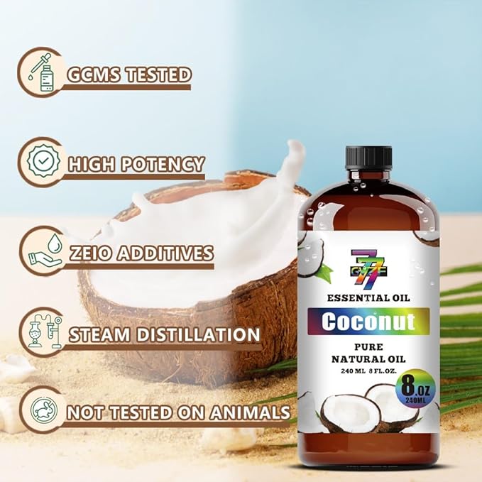 Coconut Essential Oil (8 oz / 240 ml) – Coconut Oils for diffusers, humidifiers, Home Baths, Cleaning Products, Yoga, DIY Soaps and DIY Scented Candles