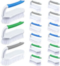 Lallisa 12 Pcs Scrub Brush for Cleaning with Handle Comfortable to Grip Heavy-Duty Flexible Stiff Bristles Scrubber Brushes Bulk for Shower Bathroom Carpet Kitchen Floor Tiles (Gray,Green,Blue)