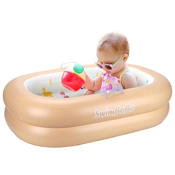 Swimbobo Inflatable Baby Bathtub – Soft, Portable Baby Bath for Infants and Toddlers, Easy to Inflate, Waterproof, Ideal for Home and Travel (Basic)