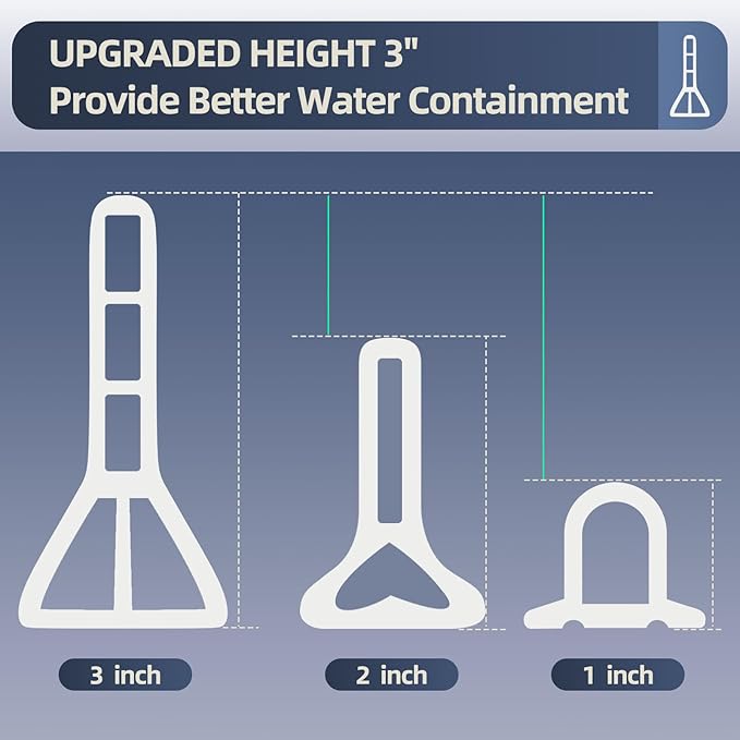 (Upgraded)3” High Shower Threshold Water Dam 39 Inch Collapsible Shower Barrier Water Stopper Shower Water Guard Dry and Wet Separation for Bathroom Kitchen and More(3.3ft)