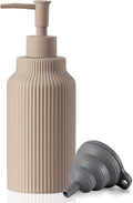 Modern Ceramic Soap Dispenser for Bathroom，14oz Ceramic Soft Touch Hand Lotion Dispenser with Pump，Liquid soap Dispenser for Kitchen Rubber Paint (Khaki)