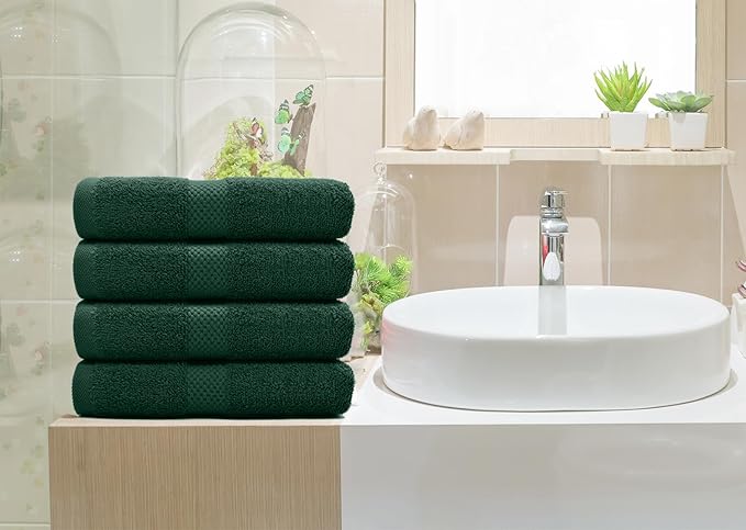 DAN RIVER 6-Pack Premium Hand Towels (16x28 Inches) - 100% Cotton, Ultra Soft, Lightweight, Highly Absorbent Towels for Bathroom, Spa, Gym, Salon, Hotel, and Travel - 550 GSM, Hunter Green