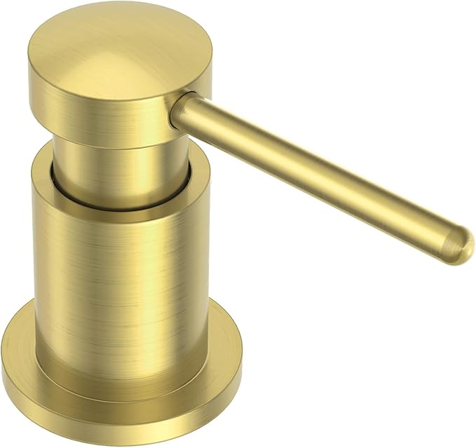 Lava Odoro Gold Soap Dispenser for Kitchen Sink, Modern Brass Built in Countertop Pump Dispenser with 18 Oz Refillable Bottle, Kitchen Soap and Lotion Dispenser Spot-Free, Brushed Gold, KSD-21