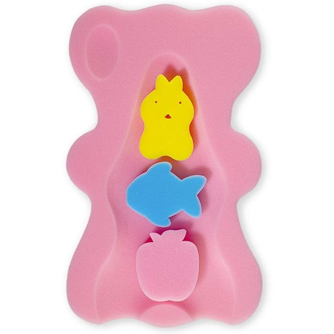 Soft Infant Bath Sponge Skid Proof Baby Bath Mat Newborn Odor Free (Pink)