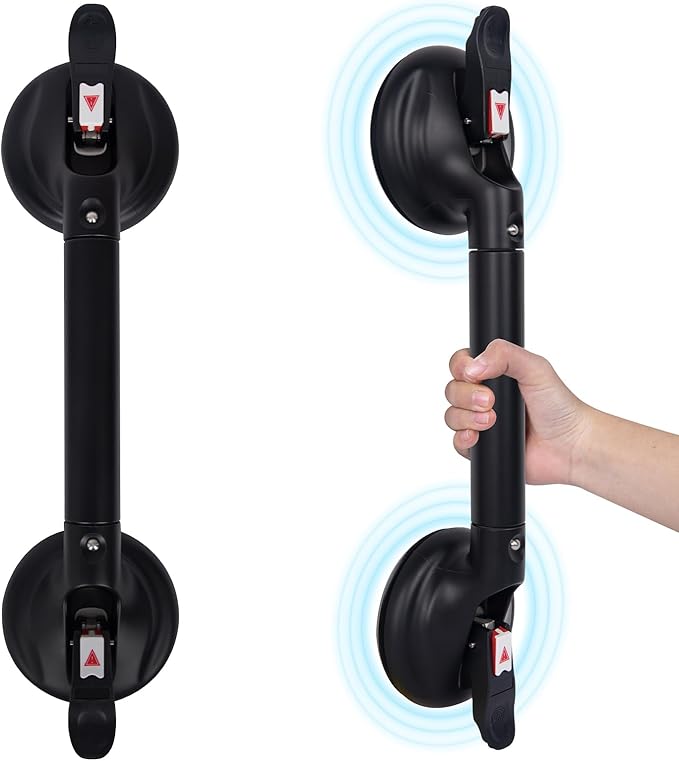 19inch Suction Shower Grab Bar, Portable Shower Handle Bar Suction Grip Bar Bathtub Handle with Strong Hold Suction Cup Fitting and Rapid Release for Bathroom(Max Capacity :300lb)
