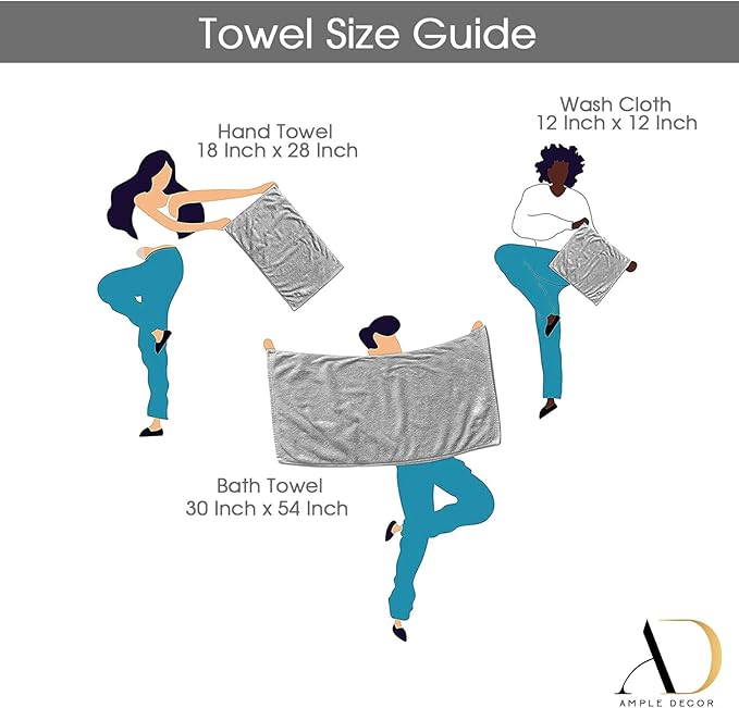 Ample Decor Bathroom Towel Set of 18-4 Hand Towel, 4 Bath Towel, 10 Wash Cloths - Oeko Tex Certified 600 GSM 100% Cotton - High Absorbency Quick Drying, Ideal for Gifting - Brown