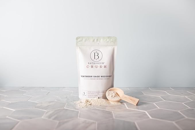 Bathorium Northern Sage Recovery Crush, Revitalizing Bath Soak, Dead Sea & Epsom Salt, Sage, Pine, Eucalyptus, pH-Balanced for Women, 5+ Baths, 21 oz