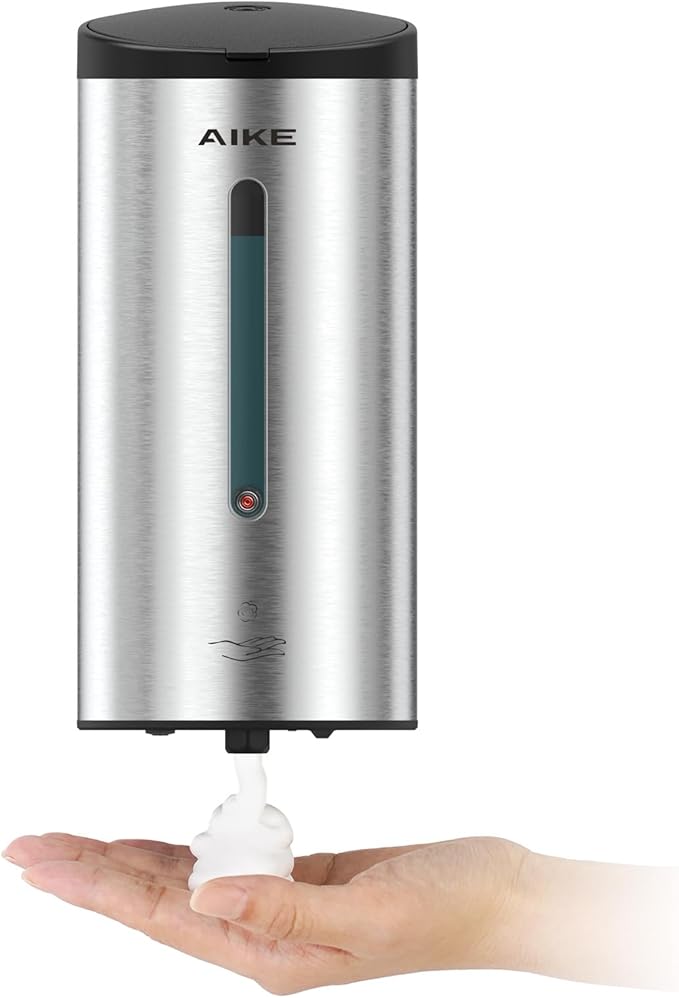 AIKE Wall Mount Automatic Foam Soap Dispenser 25 OZ Commercial Large Capacity Stainless Steel Model AK1205FA(Brushed)