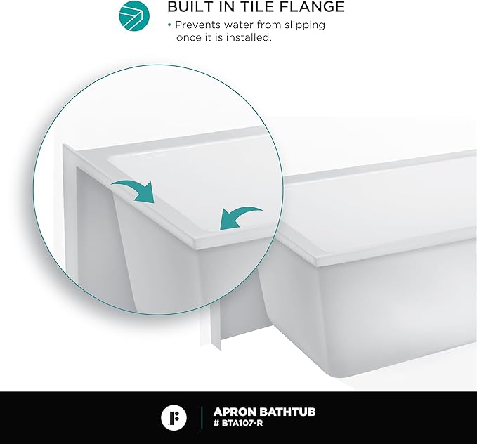 Fine Fixtures Acrylic, Fiberglass Alcove Soaking Bathtub with Integral Apron Front in Glossy White - Right Hand Drain, 48" x 32"