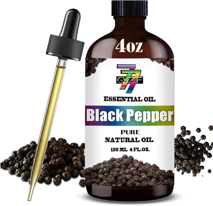 Black Pepper Essential Oil (4 oz/120 ml) — Black Pepper Oils for Aromatherapy, diffusers, humidifiers, Home fragrances, DIY Skincare, soap Making, DIY Candle, Relaxation, Yoga, and Meditation