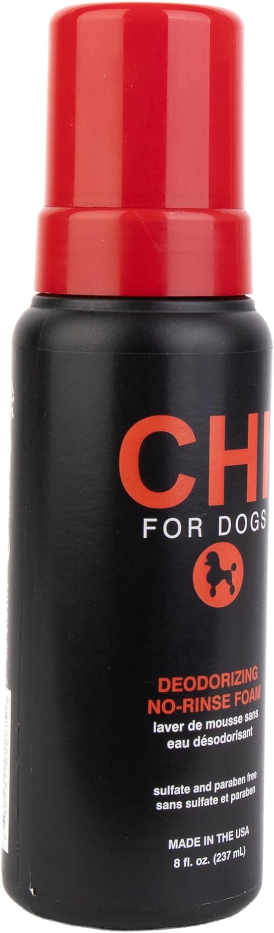 CHI for Dogs Deodorizing No-Rinse Foam - Dry Shampoo and Odor Eliminator for Dogs - Sulfate and Paraben Free - Made in USA - Waterless Pet Grooming Foam, Pump Bottle, 8 Fl Oz