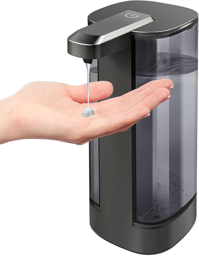 Automatic Liquid Soap Dispenser, Rechargeable, Touchless, 17oz/500ml with 4 Adjustable Soap Levels, Wall Mount & Waterproof, Liquid Hand/Dish Soap Dispenser for Bathroom Kitchen