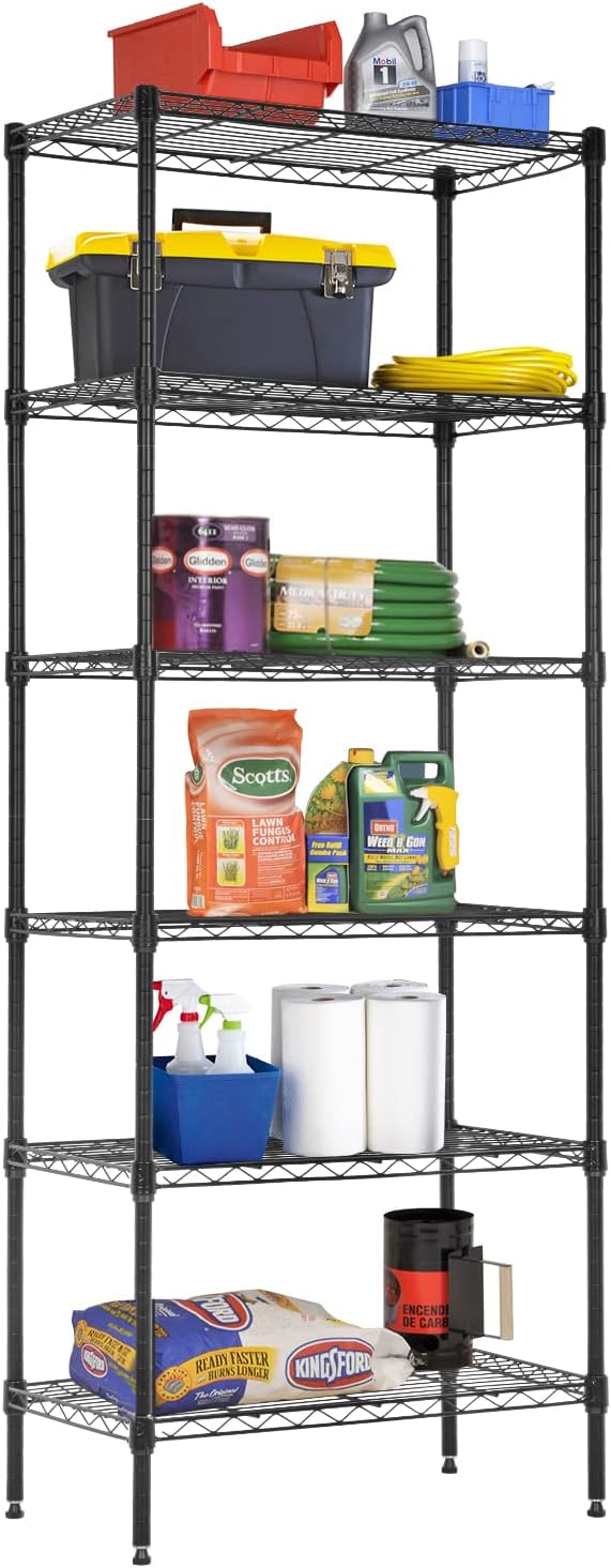 BestOffice Adjustable Wire Shelving Storage Shelves Heavy Duty Shelving Unit for Small Places Kitchen Garage (Black, 13 D x 23 W x 59 H)