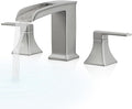Waterfall Tub Faucet Brushed Nickel Bathtub Faucet 3 Hole, Brass High Pressure Bath Tub Faucet Set Deck Mount Roman Tub Faucets, Modern Tub Filler Bath Faucet for Tub with 2 Handles No Leaks