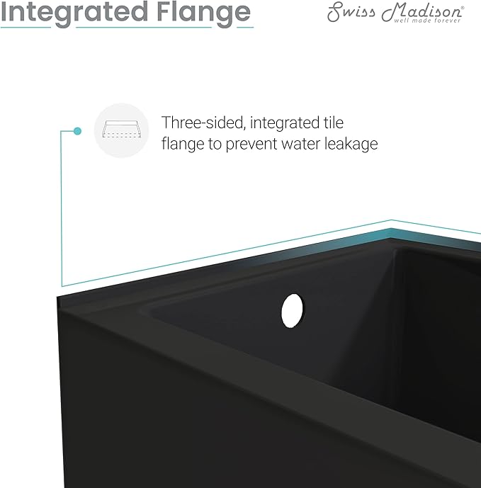 Voltaire 54 in. x 30 in. Acrylic Matte Black, Alcove, Integral, Right-Hand Drain, Apron Bathtub