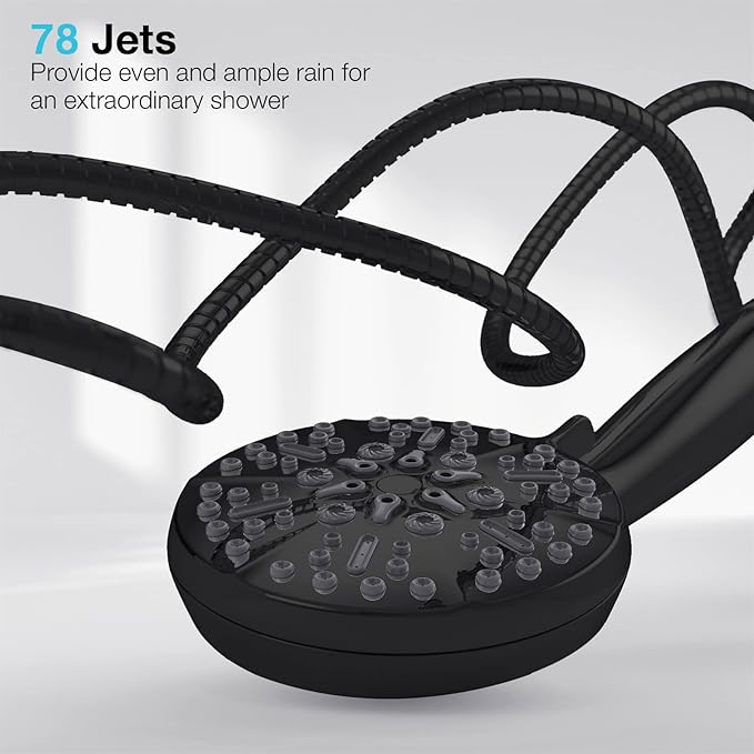 Matt Black Shower Head with Handheld Spray High Pressure-Multifunction Strong Flow Rain Massage Showerhead with Extra long Hose and Adjustable Overhead Holder – La Mejor Regaderas Modernas Para Ducha