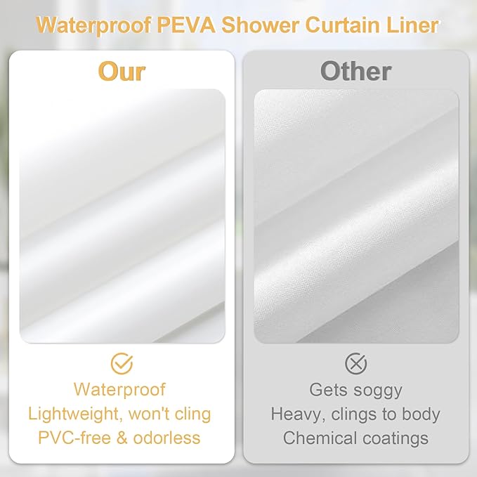 3 in 1 Stall Half Size Purple Shower Curtain Set-36 W x 72 H, Modern Waffle Waterproof Fabric and PEVA Liner Set with Stainless Steel Hooks