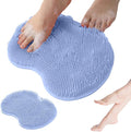 Shower Foot Scrubber Mat with Non-Slip Suction Cups, Non Slip Bathtub and Shower Mat with Suction Cups and Drain Holes, Foot Back Cleaning Pad Back Washer Exfoliating Bath Wash Pad (Blue)