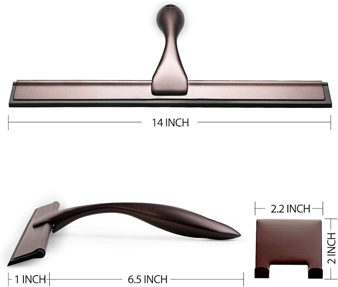 Hiware All-Purpose Shower Squeegee for Shower Doors, Bathroom, Window and Car Glass - Bronze, Stainless Steel, 14 Inches