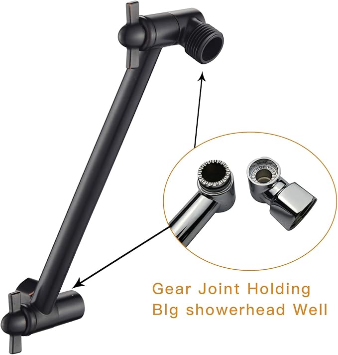 12 Inch Shower Head Extension Arm Oil Rubbed Bronze.Solid Brass Adjustable Shower Arm Extension. Lower Or Raise Any Rain Or Handheld Showerhead To Your Height & Angle – Universal Connection