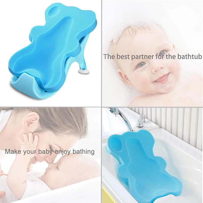 Soft Infant Bath Sponge Skid Proof Baby Bath Mat Newborn Odor Free (Blue)