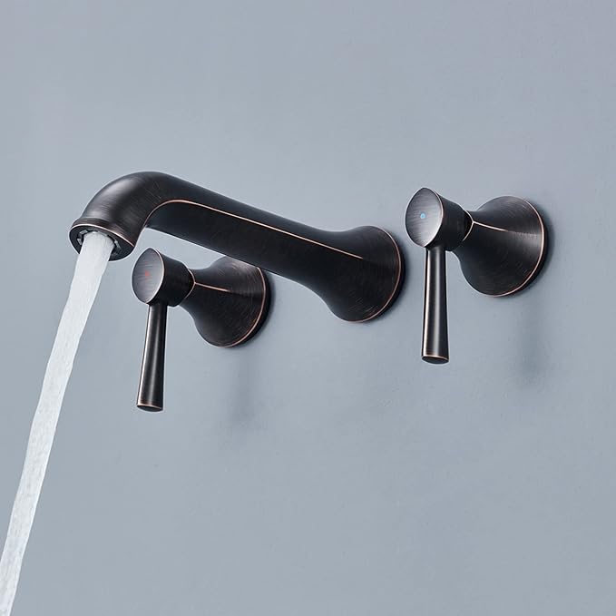 Wall Mount Tub Faucet, Roman Tub Filler Oil Rubbed Bronze Brass Bathtub Faucets, High Flow Tub Faucets, with 2 Handles