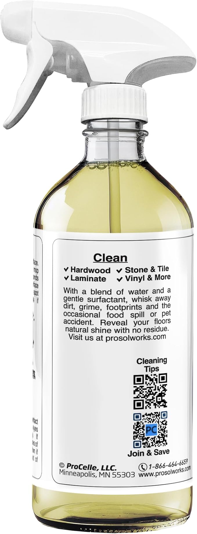 Wood Floor Cleaner 16 oz - Floor Cleaning Spray Great for Various Floor Types Like Tile, Linoleum, Vinyl, Laminate Flooring & Hardwood - Surface Cleaner for Floors, Stain, Dirt & Grime
