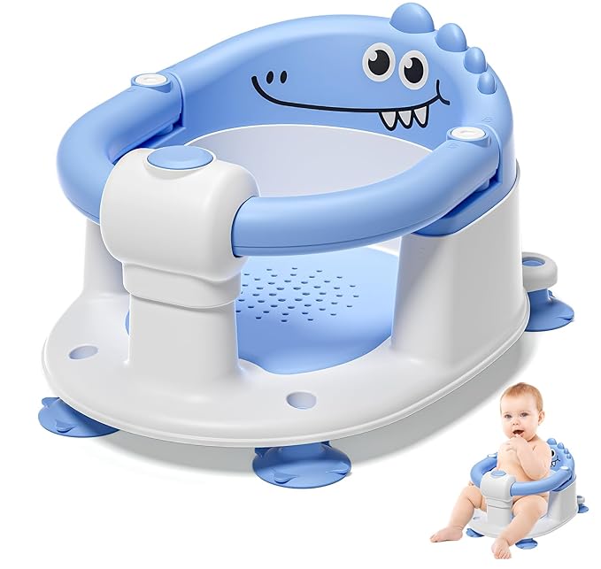 Baby Bath Seat for Babies 5 Months & Up - Non-Slip Bath Seat for Sitting Up, Soft Cushion & Compact Design, Toddler Bathtub Seat