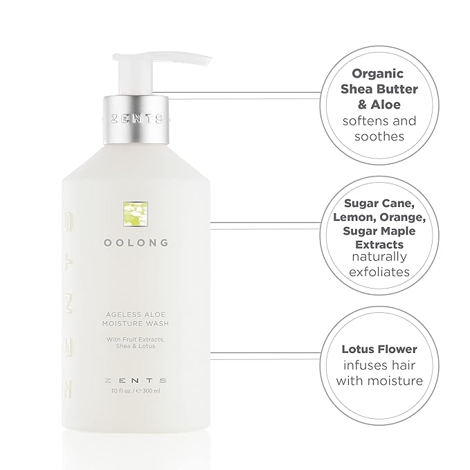 Zents Hand & Body Wash (Oolong Fragrance) | Hydrating Anti-Aging Cleanser with Organic Shea Butter & Aloe for Dry Skin | Gentle & Nourishing | 10 fl oz