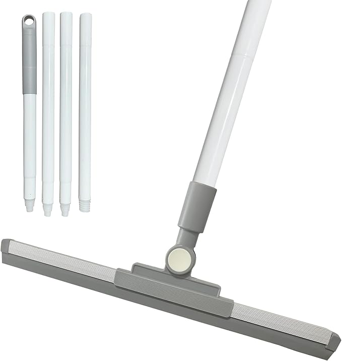 Squeegee Broom for Floor Shower Squeegee with Long Handle Rubber Wiper for Bathroom Tile Shower Glass Car Window Deck Patio Cleaning