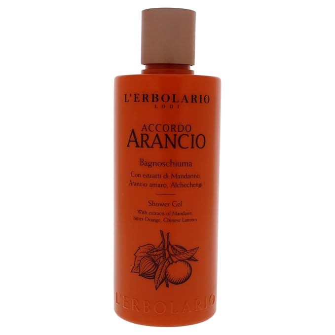 L'Erbolario Shower Gel – Moisturizing Body Wash with Plant Extracts - Toning and Invigorating Body Soap with Citrus Scent – Accordo Arancio - 8.4 oz