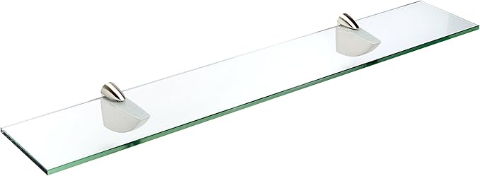 Spancraft Glass O-12x33-Brushed Steel Oriole Glass Shelf, Brushed Steel, 12" x 33"
