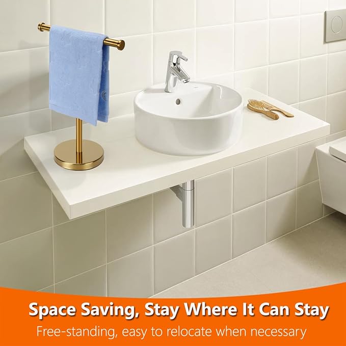 Gold Towel Rack Hand Towel Stand, Bathroom Towel Holder Stand SUS304 Stainless Steel (Gold)