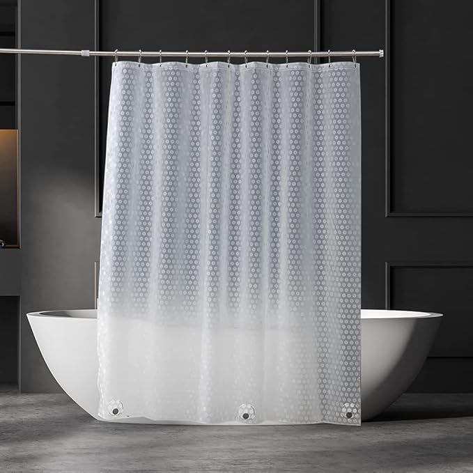 Ga-Geetopia EVA 3D Plastic Shower Curtain Liner Clear Dots 72x72 Premium Lightweight Plastic Bathroom Shower Curtain with Rustproof Metal Grommets, Weighted Magnets for Shower Stall, Bathtubs