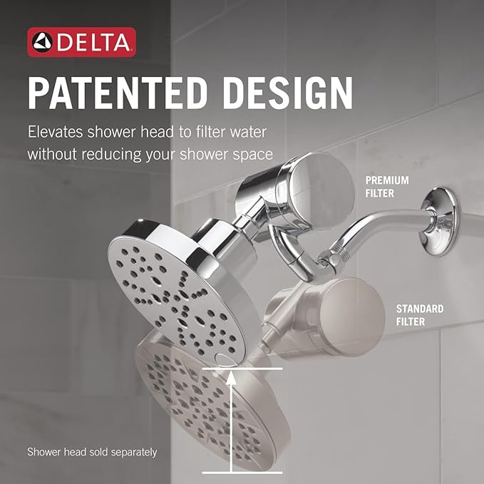 Delta Faucet Clarifi Premium Shower Filter Attachment with Filter, Hard Water Shower Filter, Shower Head Filter, Chrome 5SF100