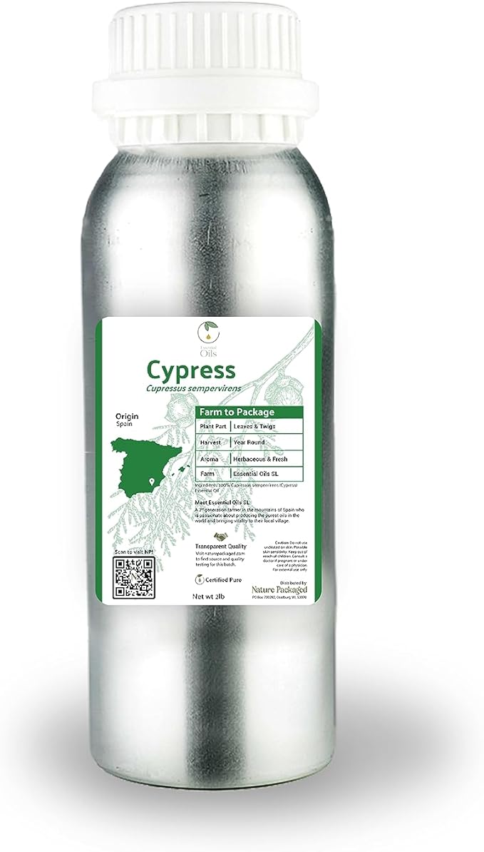 Cypress Essential Oil - Direct from Essential Oils SL in Mediterranean Spain - Aceite de Ciprés for Diffuser, 100% Pure Therapeutic Grade - Aromatheraphy, Skincare (2lbs)
