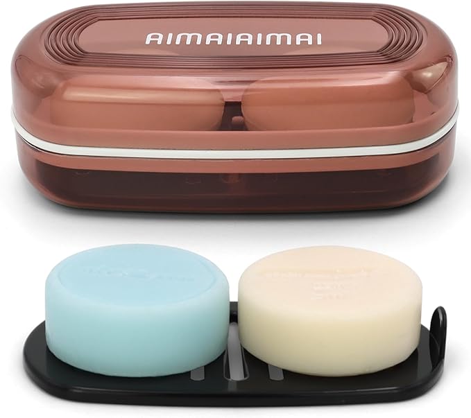 Shampoo Bar Holder Travel Case for Two Bars – Compatible with Kitsch Solid Shampoo & Conditioner Bars, Large Soap Container for Bathroom or Travel (1 Pack, Red Style A-Large)