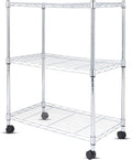 Whitmor 3 Tier Storage Shelves, Heavy Duty with Wheels, 400 lbs Capacity per Shelf, Max 1200 lbs Total, Adjustable Shelving Unit for Garage, Kitchen, Bathroom, 24" L x 14" W x 30.5" H, Chrome