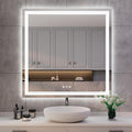 ISKM 38'' x 38'' LED Mirror for Bathroom Lighted Vanity Mirror for Wall Front Lights + Backlit LED Bathroom Mirror Anti-Fog Tempered Glass ETL Listed