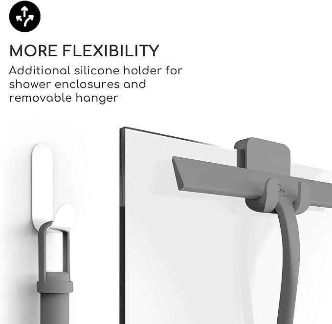 GÜTEWERK Shower Squeegee for Glass Doors, Silicone Window Squeegee, Bathroom and Glass Cleaning - Gray - 9 Inch