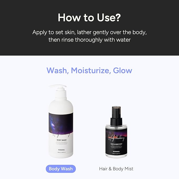 Korean Body Wash with Hyaluronic Acid & Aloe – Hydrating Moisturizing Cleanser for All Skin – Infused with Natural Extracts – Paraben & Silicone-Free – Woody Blackberry, 500ml / 16.9 fl oz