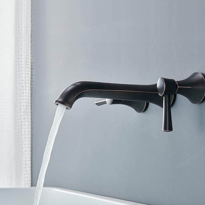 Wall Mount Tub Faucet, Roman Tub Filler Oil Rubbed Bronze Brass Bathtub Faucets, High Flow Tub Faucets, with 2 Handles